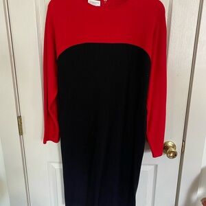 Liz Claiborne Red and Black Long Sleeve Dress